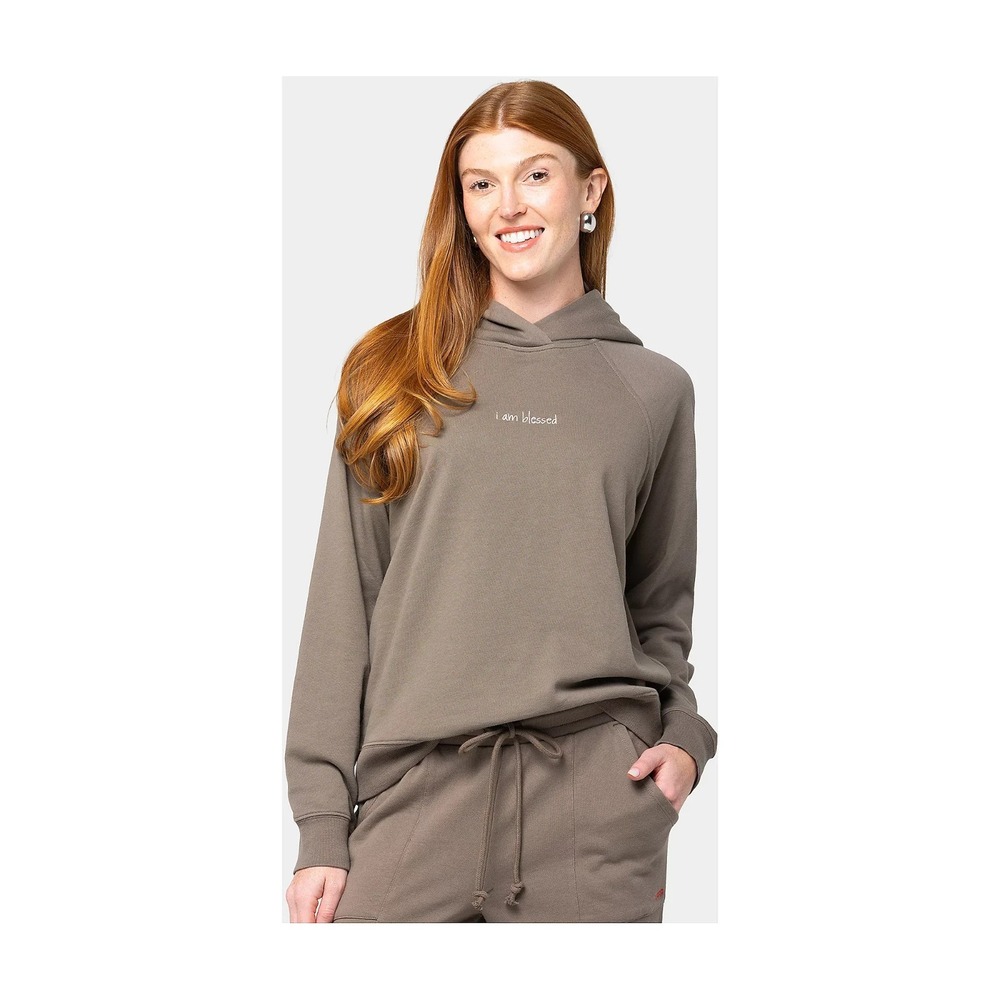 Peace Love World French Terry Affirmation Hoodie Olive Stones X-Small #39E